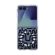 Galaxy Z Flip7 Clear Magnetic Case Black Line Art by Corey Paige Designs