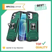 For Iphone 12/12 Pro Case + Tempered-Glass Screen Protector with Ring Kickstand