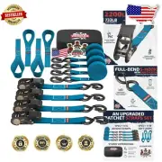 4-Piece Heavy-Duty Tie-Down Strap Set with Soft Loops and Hooks, 1" x 15'