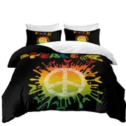 Dove and Butterflies Retro Peace Sign Quilt Cover
