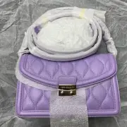 VERA BRADLEY Quilted Leather TESS Crossbody Purse Lavender Adjustable Strap