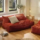 Cadence & Co. Wilde Ribbed Luxe Fleece Double Sofa Bean Bag Lounge Cover Rust