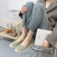 在飛比找Yahoo!奇摩拍賣優惠-韓國同步上新簡約圓頭淺口透氣網布軟底樂福鞋/便鞋/包鞋