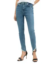 Allsaints Dax High Rise Asymmetric Hem Jeans in Hunter Blue