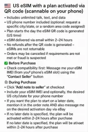 USA US eSIM Unlimited Text/Talk/Data LTE/4G/5G - 3 Months.QR code via email.READ