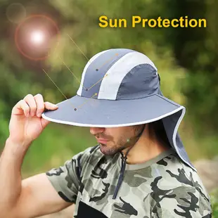 Wide Brim Sun Hat with Neck Flap Men Women UV Protection Sun