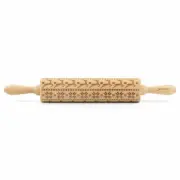 Folkroll dough roller Scandinavia Christmas rolling pin embossing roller beec...