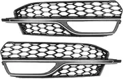 Car Front Bumper Fog Light Grille Compatible For Audi A3 S-Line S3 2014 2015 2016 1 Pair Honeycomb Mesh Fog Lamp Cover Racing Grill(Chrome Silver)