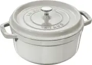 Cast Iron 4-qt Round Cocotte - White Truffle, Made in France