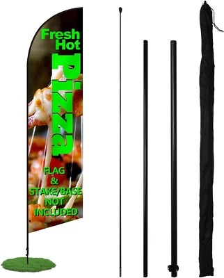 Feather Flagpole Set for 2'x6.5' Flags | 6-Piece | Carry Bag ️