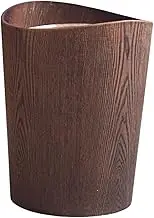 Perfk Household Trash Can Garbage Can Decorative Rustic Wood Waste Bin Garbage Bin Kitchen Home Living Room Bathroom Household, Dark Walnut