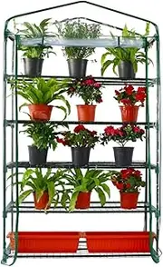 Worth Extra Wide 5 Tier Mini Greenhouse 75‘’ High x 40'' Long x 19'' Wide, Portable Plant Tower Indoor or Outdoor Plant & Wheatgrass Growing Stand