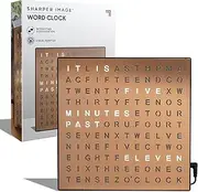 SHARPER IMAGE Light Up Electronic Word Clock, Copper Finish with LED Light Display, USB Cord and Power Adapter, 7.75in Square Face, Unique Contemporary Home and Office Decor