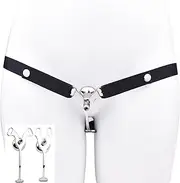 Chastity Devices Clip with Auxiliary Strap Flat Negative Chastity Belt Locked Cock Cage Adult SM Bondage Sissy Sex Toys for Men & Gay (Black,3233+Belt)