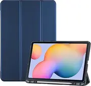 [ProCase] Cover for Galaxy Tab S6 Lite 10.4 Case 2024 2022 2020 with S Pen Holder(SM-P620/P625/P613/P619/P615/P610), Trifold Stand Folio Soft TPU Translucent Back Cover Support Auto Wake/Sleep -Darkblue