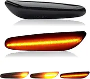D-Lumina Sequential LED Side Marker Turn Signal Lights Compatible with BMW E90 E91 E92 E93 E46 E53 E60 E61 X3 E83 X 1 E84 E81 E82 E87 E88, Smoked Lens Sidemarker Dynamic Amber Lamps Pack of 2