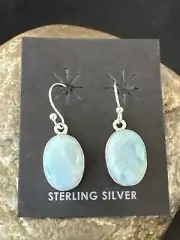 Womens Blue Larimar Navajo Sterling Silver Dangle Earrings 17295