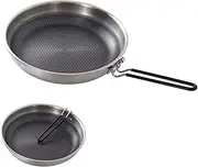 Outdoor Stainless Steel Honeycomb Non Stick Frying Pan with Folding Handle, Picnic Camping Equipment Camping Kitchen Cookware,28cm