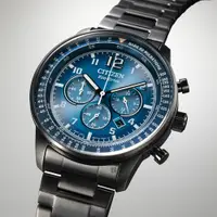在飛比找PChome24h購物優惠-CITIZEN 星辰 光動能紳士計時手錶-黑x藍 CA450
