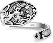[Salloog] Phoenix Spoon Rings for Women - 925 Sterling Silver Phoenix Rings Vintage Thumb Bird Open Ring Adjustable Rise from Ashes Phoenix Gifts, Sterling Silver, No Gemstone