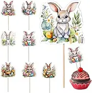 Bunny Rabbit Cupcake Topper - 8 Styles Cute Rabbit Food Picks - Cake Decorations, Easter Party Cupcake Topper For Baby Shower Party Supplies