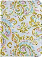 [Amooorous] Retro Trendy Flower Paisley Gold Turquoise Leather decorative cute passport holder Travel Documents Organizer Protector Wallet Passport Holder Lightweight, retro trendy flower paisley gold Turquoise,