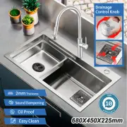 Kitchen Sink Smart Drain Tiled Bottom Single Bowl Colander SUS304 Satin Brush