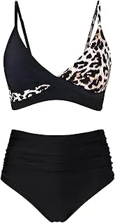 [Amy Babe] Women's High Waisted Bikini Sets Push Up Twist Front Spaghetti Straps Ruched Two Piece Swimsuit Bathing Suit