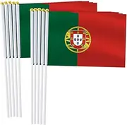 Portugal Handheld Small Flag Set,10 PCS 5×8 Inch Mini Portuguese Hand Held Banner,Tiny Digital Printed Polyester Banner