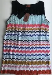 NWT Authentic MISSONI Mare Fishnet Multicolor COVER-UP Short Beach Dress SZ L