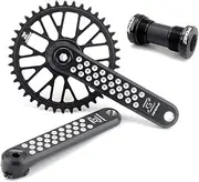 Bicycle Crankset, Road Bikes GXP Aluminum Alloy Crankset 40/42/44/46/48T Chainring Bicycle Crank Set 175mm Hollow Integrated Crank Set with Bottom Bracket