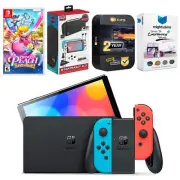 Nintendo Switch Neon Red/Blue OLED + Pokemon: Let's Go, Eevee! + Accessory Kit