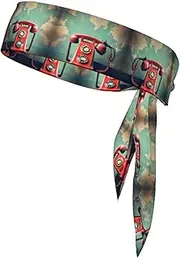 [HVTTIOR] England UK Retro London Telephone Print Multifunctional Sweat Wicking Sports Head Tie Headband for Tennis Basketball Karate