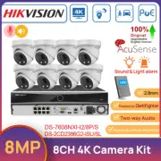 Hikvision Original 8CH 4K IR AcuSense CCTV Camera System 2-Way Audio Light Alarm