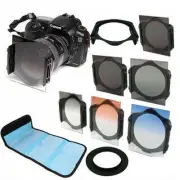 Graduated Grey Blue Orange Filter+ND2 4 8 +77mm Ring adapter For Cokin P Series