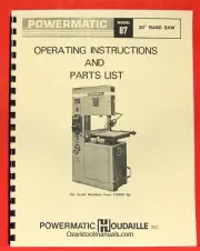 POWERMATIC 87 20" Older Band Saw Operator's & Parts Manual 0552