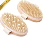2 Pack Dry Brushing Body Brush, Natural Bristle Exfoliating Brush