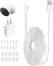 [AYIIFEI] Power Cable Compatible with Google Nest Cam Outdoor or Indoor, Battery, 20 FT/6m Weatherproof Indoor and Outdoor Cable Continuously Charging Your Nest Camera，with 5V 2A Outdoor Charger 1 Pack