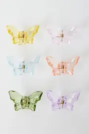 Multi 6 Pack Butterfly Claw Clips
