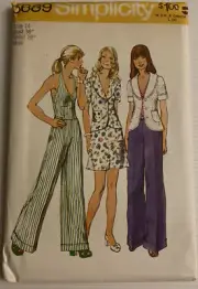 Simplicity 5689 Vintage 70s Sewing Pattern Halter Vest Jacket Pants Skirt SZ: 14