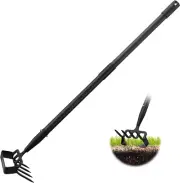 Weed Puller Gardening Tools, Hula Garden Hoe and 4 Tines Rake 2-In-1 Garden Tool