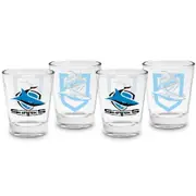 Cronulla Sharks NRL Team Logo 50ml Shot Glasses Bar Set of 4
