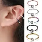 Surgical Steel Lip Ear Nose Septum Ring Cubic Zircon Hoop Piercing Earrings 2X