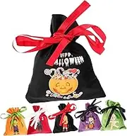 GLEAVI 6Pcs Drawstring Pouch Reusable Candy Packing Bags for Party Treats Cloth Material with Double Jute Drawstring for Halloween Supplies