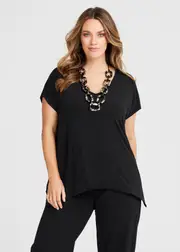 [Taking Shape] Taking Shape The Brooke Tunic Size 28 in Black, Cotton - Plus Size Women's Tops & T Shirts Black