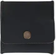 [CestAntiQ] Genuine Leather Squeeze Coin Pouch Moon Pocket Coin Case Handmade Vintage Leather Change Holder Purse Wallet for Men & Women Small Minimalist Coin Purse Leather Coin Wallet, Black, 3 x 3 x