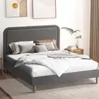 Oikiture Bed Frame Queen Double King Single Beds Base Platform Fabric Grey BOB