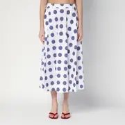 [Moschino] Flared White Skirt With Polka Dots 42 IT White