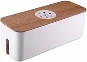 Tovmekdjn Cable Storage Box Desktop Charging Cable Data Cable Storage Device Plug Socket Cable Management Device White