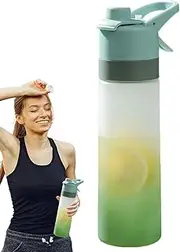 Mbiyhgta Water Bottle with Spray Mist, Water Spray Cup, 650ml Sports Water Bottle Spray Mist, Portable Mist Bottle for Sport